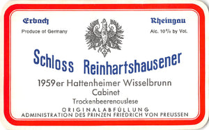 Schloss Reinhartshausen 1959 Hattenheim Wisselbrunnen Riesling Trockenbeerenauslese (0,7l)