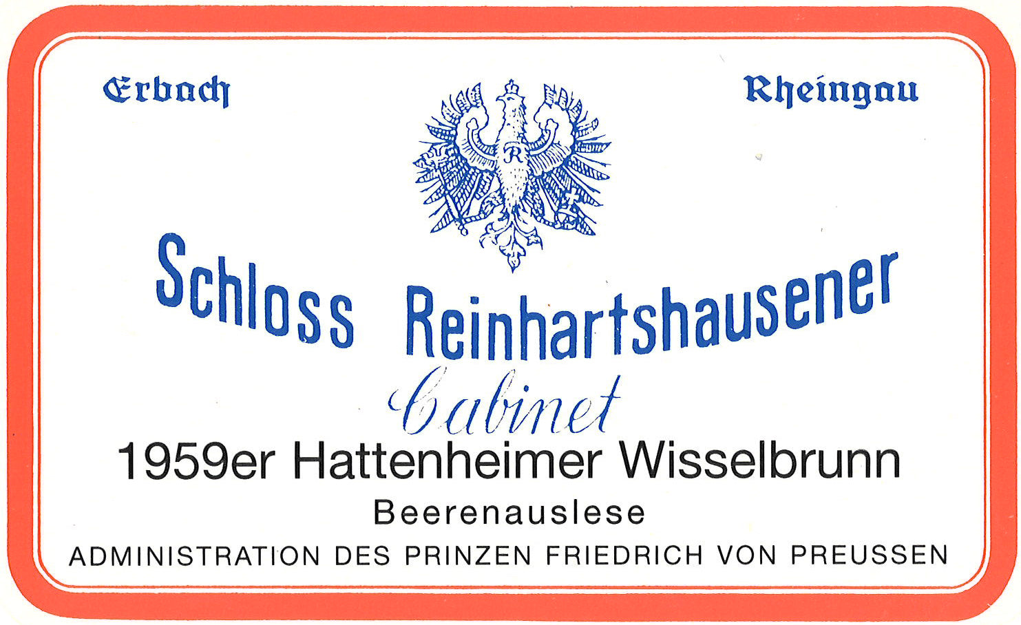 Schloss Reinhartshausen 1959 er Hattenheimer Wisselbrunn Beerenauslese